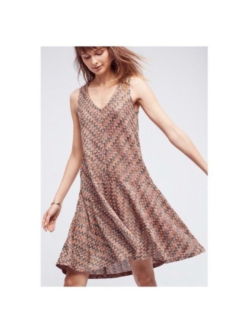 Maeve anthropologie Sleeveless Chevron Knit Dress in Blue & purple medium